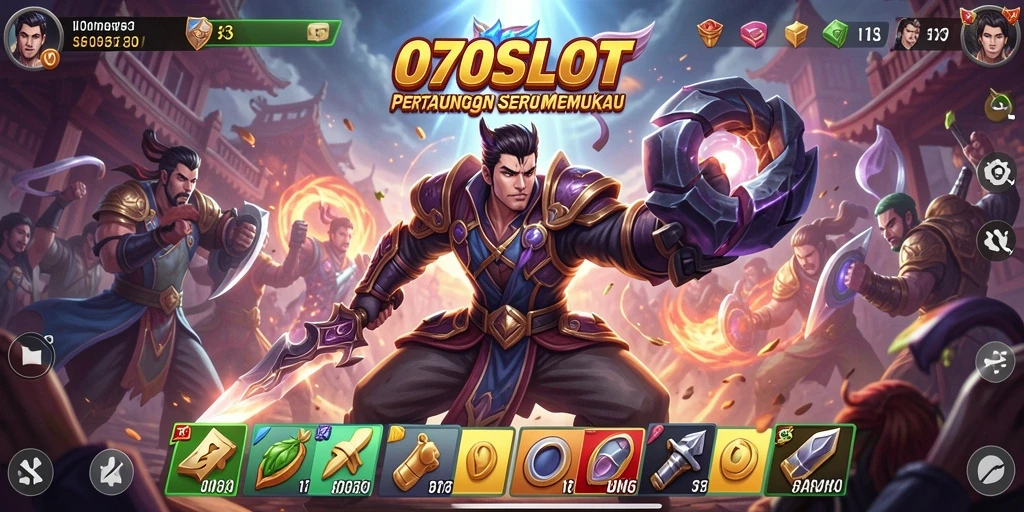 Tampilan menarik dari gameplay pertarungan di 070SLOT.