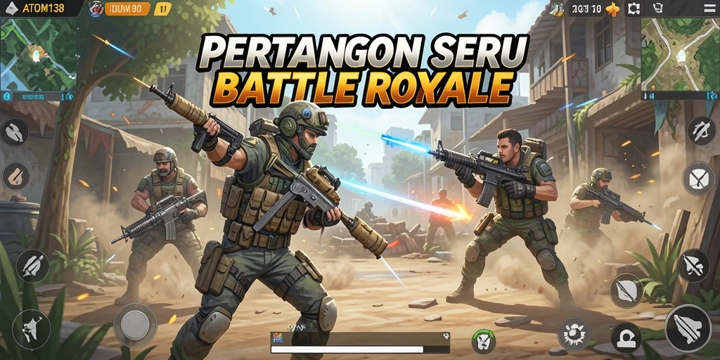 Gameplay mendebarkan di ATOM138 Battle Royale.
