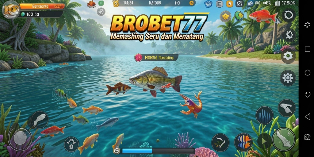 Tangkapan layar gameplay BROBET77 yang menunjukkan aksi memancing yang mendebarkan.