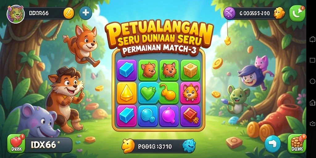 Tampilan gameplay seru dan penuh warna dalam game Match-3.