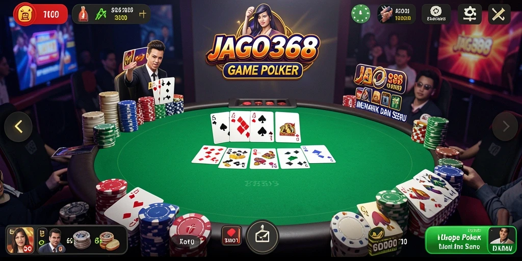 Tampilan seru dari gameplay poker di JAGO368.