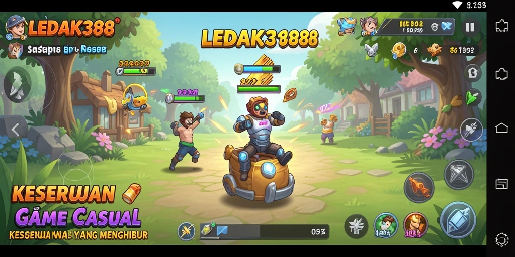 Tampilan gameplay LEDAK388 yang seru dan penuh warna.