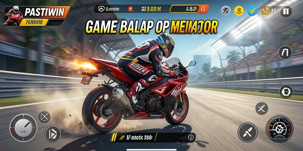 Screenshot PASTIWIN menampilkan aksi balap motor yang mendebarkan.